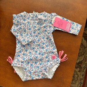 RuffleButts Floral Baby Swimsuit